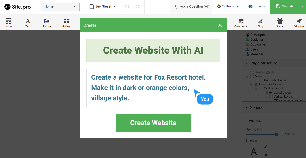 Site.pro AI website builder